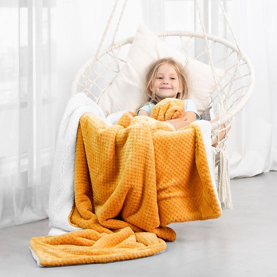 Coperta SHLEEPY arancione con motivo jacquard stile classico 170x210