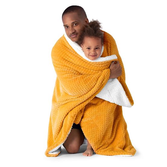 Coperta SHLEEPY arancione con motivo jacquard stile classico 170x210