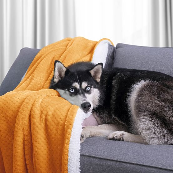 Coperta SHLEEPY arancione jacquard in stile classico 130x180