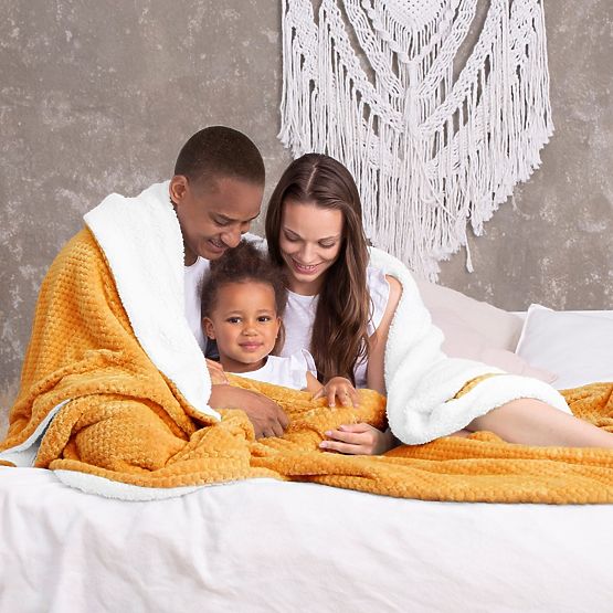 Coperta SHLEEPY arancione jacquard in stile classico 130x180