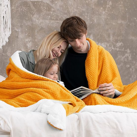 Coperta SHLEEPY arancione jacquard in stile classico 130x180