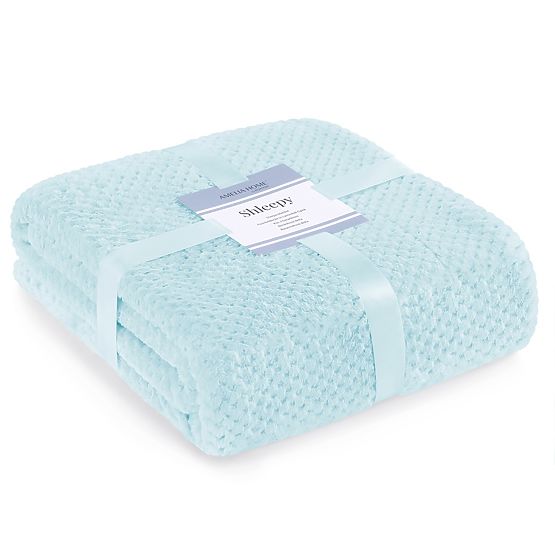 Coperta SHLEEPY blu con motivo jacquard stile classico 130x180
