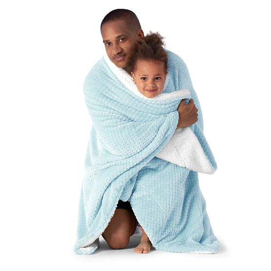 Coperta SHLEEPY blu con motivo jacquard stile classico 130x180