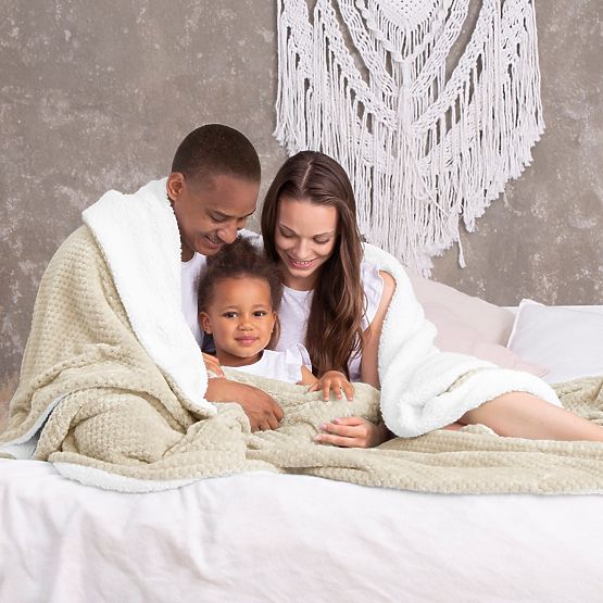 Coperta SHLEEPY colore beige jacquard classico 130x180