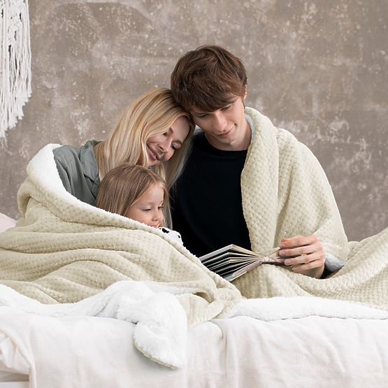 Coperta SHLEEPY colore beige jacquard classico 130x180