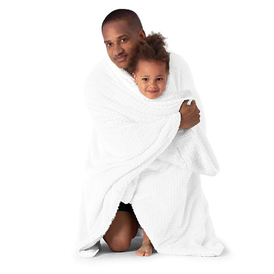 Coperta SHLEEPY colore bianco con motivo jacquard stile classico 130x180