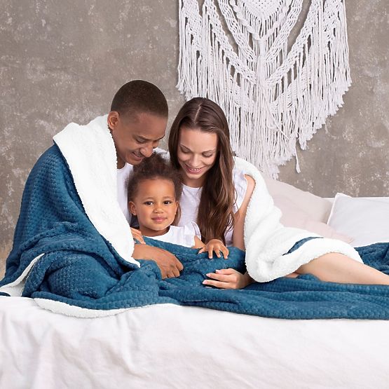 Coperta SHLEEPY colore indaco jacquard stile classico 130x180