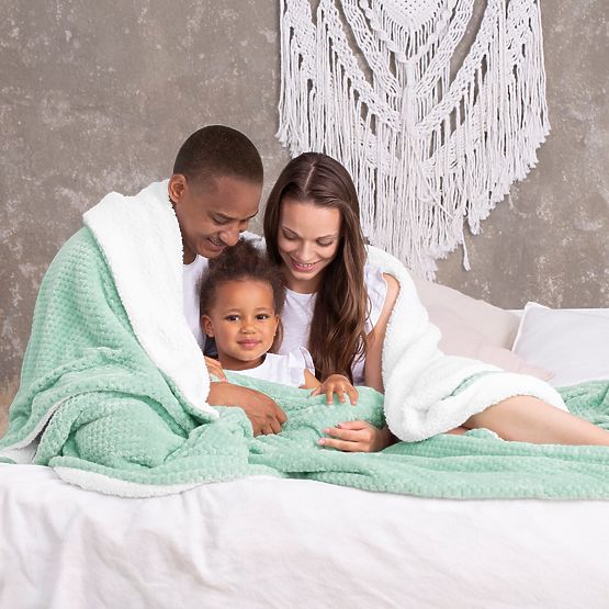 Coperta SHLEEPY colore menta jacquard classico stile 130x180