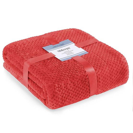 Coperta SHLEEPY colore rosso jacquard goffrato stile classico 130x180