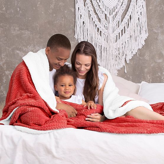 Coperta SHLEEPY colore rosso jacquard goffrato stile classico 130x180