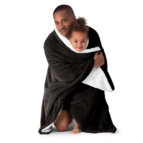 Coperta SHLEEPY nera con motivo jacquard stile classico 130x180