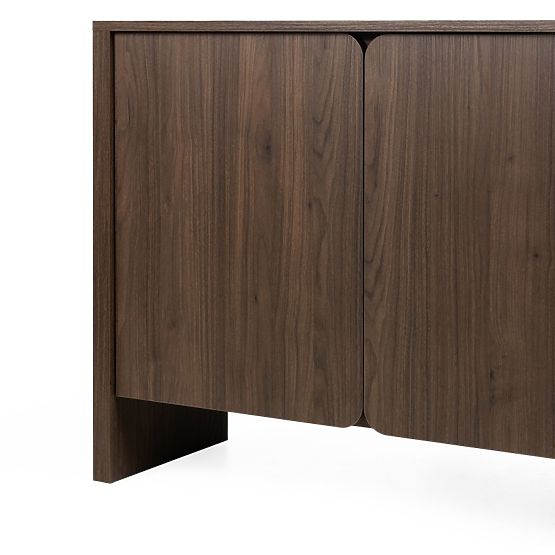Credenza a due ante Moku noce villa, superfici frontali arrotondate