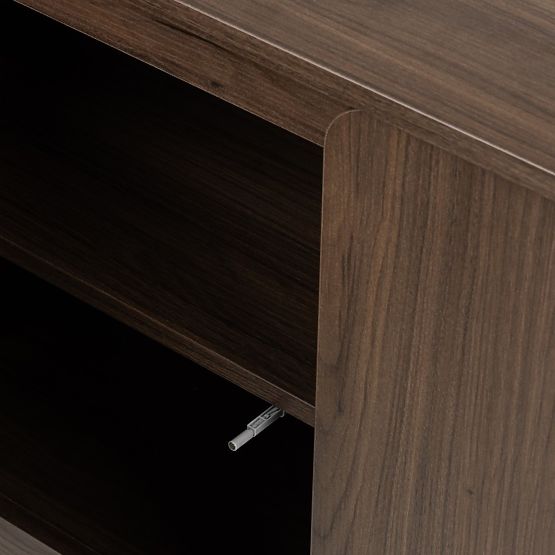 Credenza a due ante Moku noce villa, superfici frontali arrotondate