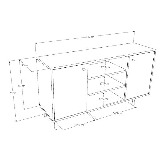 Credenza a due ante Venus, cashmere, gambe in metallo dorato
