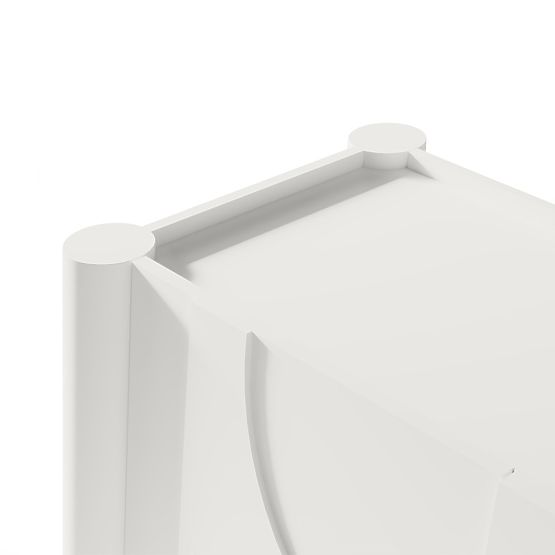 Credenza a tre ante Lunaria con frontale intagliato, bianca