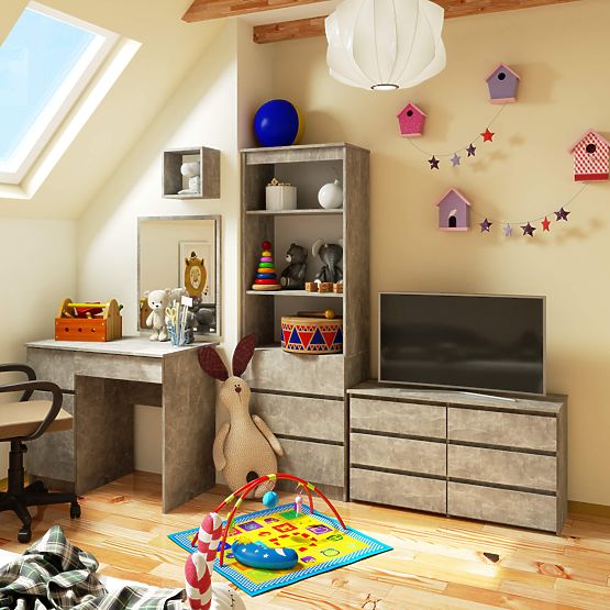 CREDENZA CL100 6 CASSETTI CEMENTO