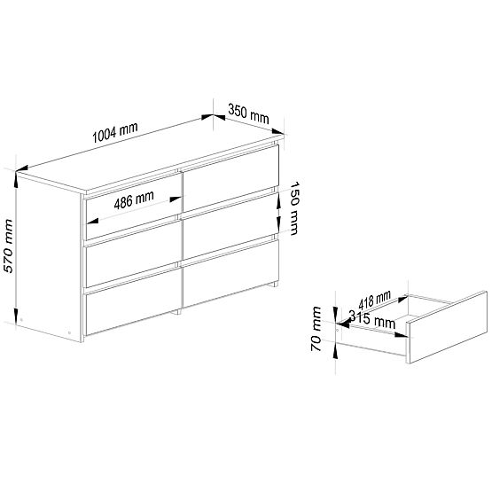 CREDENZA CL100 6 CASSETTI QUERCIA SONOMA