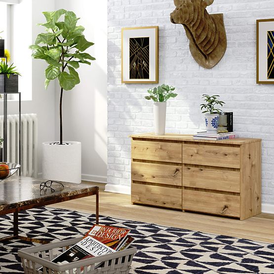 CREDENZA CL100 6 CASSETTI ROVERE ARTISAN