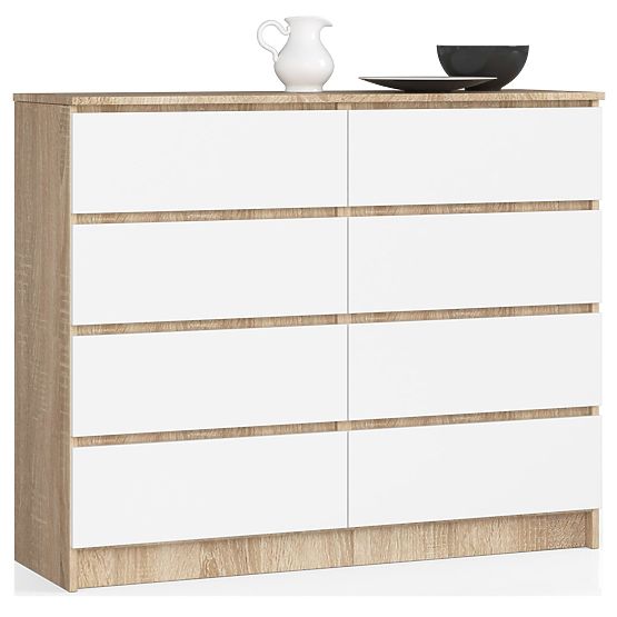 CREDENZA K 120 cm 8 CASSETTI PK SONOMA / BIANCO