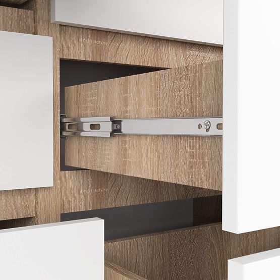 CREDENZA K 120 cm 8 CASSETTI PK SONOMA / BIANCO