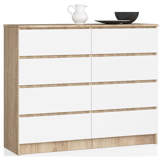 CREDENZA K 120 cm 8 CASSETTI PK SONOMA / BIANCO