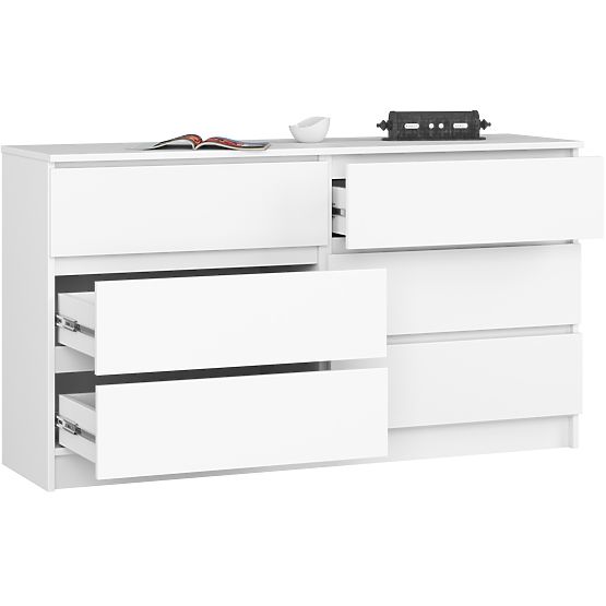 CREDENZA K 140 cm 6 CASSETTI PK BIANCA