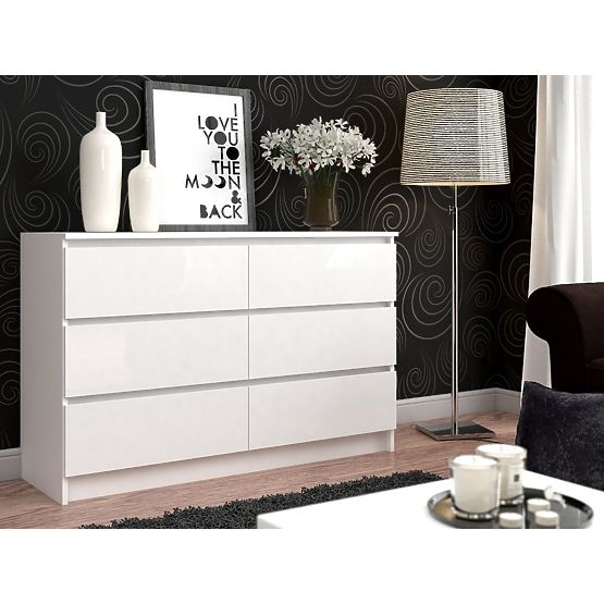 CREDENZA K 140 cm 6 CASSETTI PK BIANCA