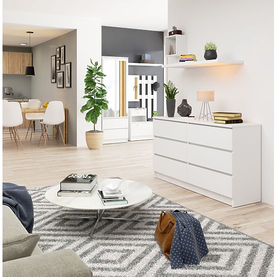 CREDENZA K 140 cm 6 CASSETTI PK BIANCA