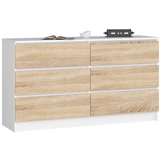 CREDENZA K 140 cm 6 CASSETTI PK BIANCO / SONOMA