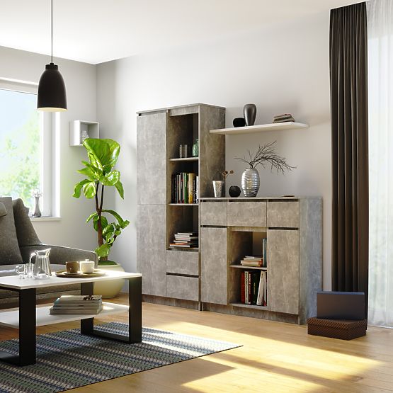 CREDENZA K100 2D 3SZ 1P PK CEMENTO