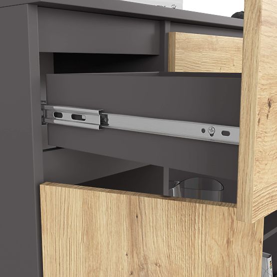 CREDENZA K100 2D 3SZ 1P PK GRAFITE GRIGIO / ROVERE ARTIGIANO