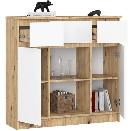 CREDENZA K100 2D 3SZ 1P PK ROVERE ARTIGIANO / BIANCO