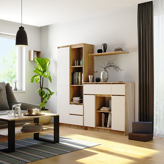 CREDENZA K100 2D 3SZ 1P PK ROVERE SONOMA / BIANCO