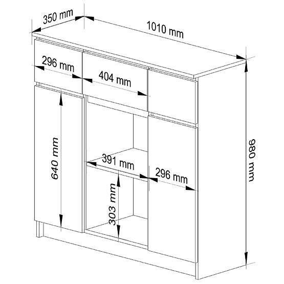 CREDENZA K100 2D 3SZ 1P PK ROVERE SONOMA