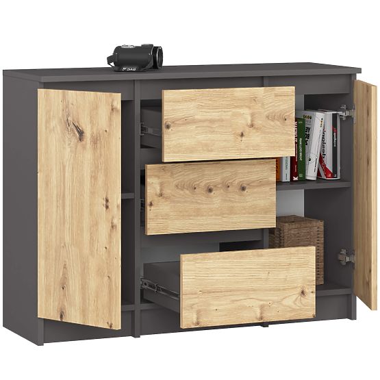 CREDENZA K100 2D 3SZ PK GRAFITE GRIGIO / ROVERE ARTIGIANO
