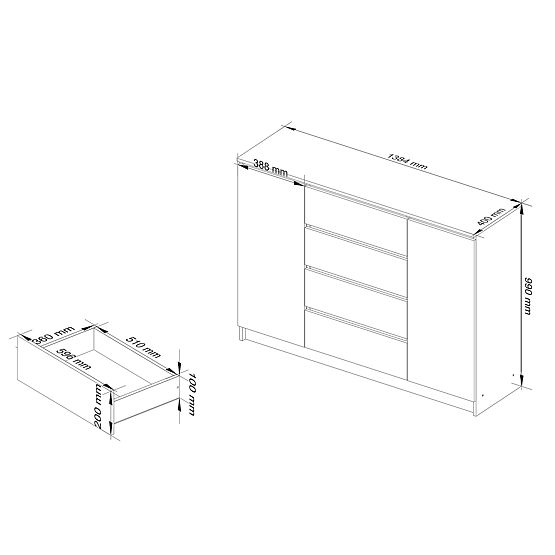 CREDENZA K140 2D 4SZ CLP PK ROVERE ARTISAN / BIANCO