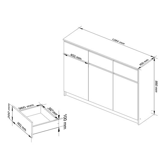 CREDENZA K140 3D 3SZ CLP PK SONOMA / BIANCO