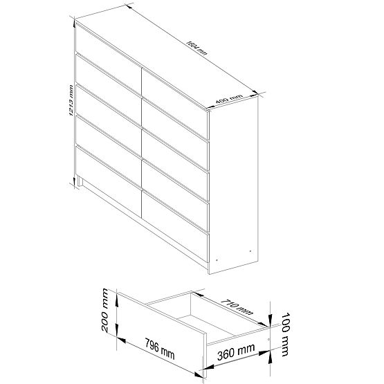 CREDENZA K160 10SZ CLP PK BIANCO LUCIDO