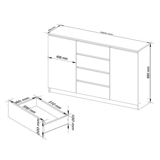 CREDENZA K160 2D 4SZ CLP PK NERO LUCIDO