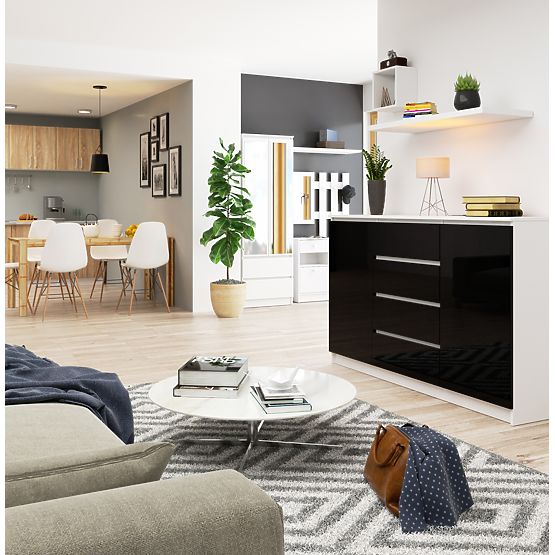 CREDENZA K160 2D 4SZ CLP PK NERO LUCIDO