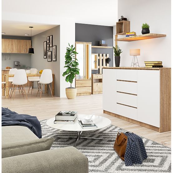 CREDENZA K160 2D 4SZ CLP PK ROVERE SONOMA / BIANCO