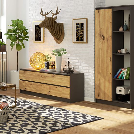 CREDENZA K160 4SZ CLP PK GRAFITE GRIGIO / ROVERE ARTIGIANO