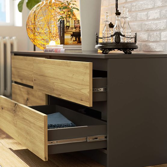 CREDENZA K160 4SZ CLP PK GRAFITE GRIGIO / ROVERE ARTIGIANO