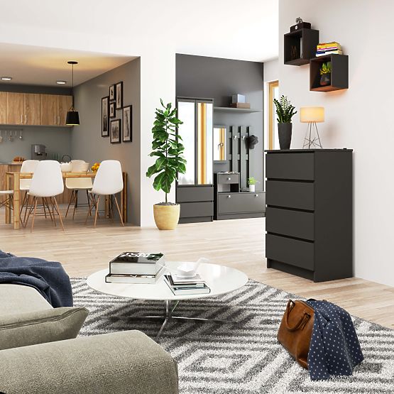 CREDENZA K60 4CASSETTI CLP PK GRAFITE GRIGIO