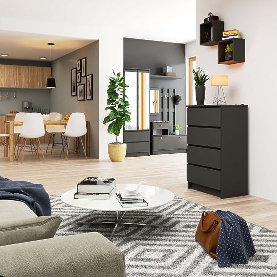 CREDENZA K60 4CASSETTI CLP PK GRAFITE GRIGIO
