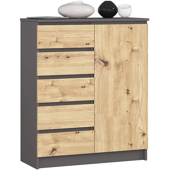 CREDENZA K80 1D 5SZ PK GRAFITE GRIGIO / ROVERE ARTIGIANO