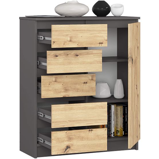 CREDENZA K80 1D 5SZ PK GRAFITE GRIGIO / ROVERE ARTIGIANO
