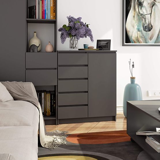 CREDENZA K80 1D 5SZ PK GRIGIO GRAFITE