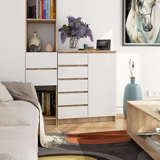 CREDENZA K80 1D 5SZ PK ROVERE SONOMA / BIANCO