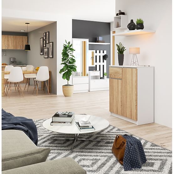 CREDENZA K80 2D 1SZ CLP PK BIANCO / ROVERE SONOMA